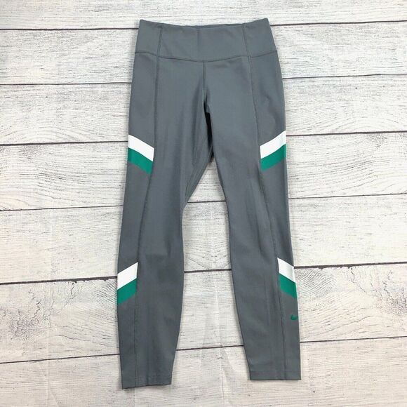 Nike Leggings sz M Mid Rise Tight Fit 7/8 Length Gray Green 25.5" Inseam New NWT - Picture 1 of 11